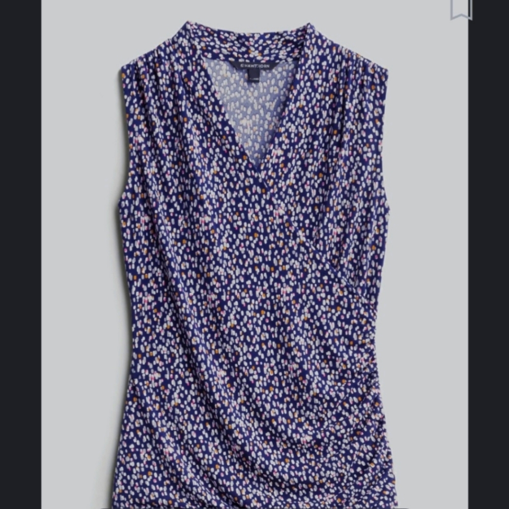 Used Hawthorne Wrap Front Ruched Knit Fitted Top-M